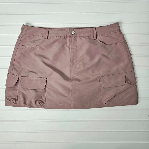 Lulus Women's Mauve 5 Pocket Check Textured Cargo Mini Skort Size XL NWT - Picture 2 of 13